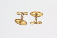 Image 8 of Art Nouveau 14k Gold, Diamond Cuff Links - Old European Cut Diamonds - Depletion Gilded