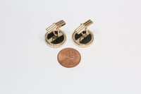 Image 7 of Mid Century 14k Yellow Gold, Onyx, Mother-of-Pearl Cuff Links