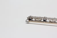 Image 9 of Art Deco Platinum, Sapphire and Seed Pearl Bar Pin - All Original - Cornflower Blue Sapphires