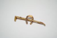 Image 2 of Antique 14kt Gold Equestrian, Horseshoe and Crop Bar Pin - Truly Exquisite Patina - Good Luck - S...