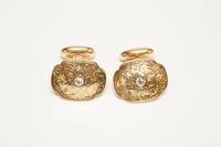 Image 1 of Victorian 14k Gold, Diamond Cuff Links - Old European Cut Diamonds - Hand Engraved