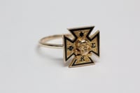 Image 2 of Antique 14k Gold Phi Kappa Sigma, Skull and Crossbones Ring, Dated 1903 - Original Stickpin Conve...