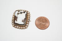 Image 9 of Early Victorian 14k Yellow Gold, High Relief Carved Stone Cameo - Lovely Lady in Profile Cameo Br...