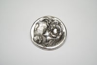 Image 2 of Art Nouveau Sterling Silver, Figural, Floral Brooch - Exquisite Woman in Profile - Made by Foster...