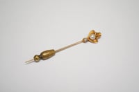Image 1 of Art Nouveau 14k Gold, Pearl and Diamond Ribbon Style Stick Pin - Exquisite Art Nouveau Style - Na...