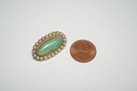 Image 4 of Victorian 18kt Yellow Gold, Jadeite, and Seed Pearl Pin - Truly an Exquisite Old Brooch