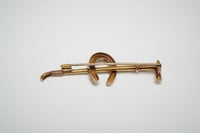 Image 4 of Antique 14kt Gold Equestrian, Horseshoe and Crop Bar Pin - Truly Exquisite Patina - Good Luck - S...