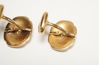 Image 3 of Victorian 14k Gold, Diamond Cuff Links - Old European Cut Diamonds - Hand Engraved