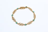 Image 1 of Art Deco 14k Gold, Chrysoprase Fancy Link Bracelet - Exquisite Quality and Design - Integrated Cl...