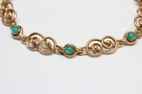 Image 2 of Art Deco 14k Gold, Chrysoprase Fancy Link Bracelet - Exquisite Quality and Design - Integrated Cl...