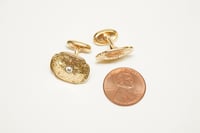 Image 4 of Victorian 14k Gold, Diamond Cuff Links - Old European Cut Diamonds - Hand Engraved