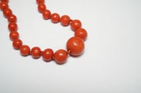 Image 2 of Vintage Red Coral Graduated Bead Necklace - 30" Total Length