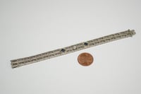 Image 5 of Art Deco 10k White Gold, Diamond, Sapphires Filigree Link Bracelet - A Beautiful Example of the S...