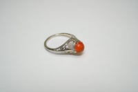 Image 2 of Art Deco 14k White Gold, Orange Moonstone Filigree Ring - Excellent Condition with Original Box
