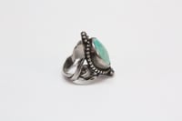 Image 4 of Antique Sterling Silver and Turquoise Ring - Lovely Art Nouveau Design Elements - Hand Fabricated