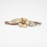Image 1 of Antique 10k Rose and Yellow Gold Floral En Tremblant Brooch with Rose Cut Diamond Accent - Exquis...