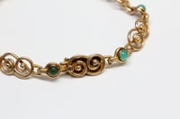 Image 4 of Art Deco 14k Gold, Chrysoprase Fancy Link Bracelet - Exquisite Quality and Design - Integrated Cl...
