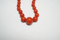 Image 4 of Vintage Red Coral Graduated Bead Necklace - 30" Total Length
