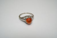 Image 3 of Art Deco 14k White Gold, Orange Moonstone Filigree Ring - Excellent Condition with Original Box