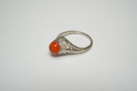 Image 4 of Art Deco 14k White Gold, Orange Moonstone Filigree Ring - Excellent Condition with Original Box