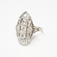Image 1 of Edwardian Style 18k White Gold, Diamond Filigree Ring - ~.70ct Total Weight in Diamonds - Mid Cen...