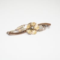Image 2 of Antique 10k Rose and Yellow Gold Floral En Tremblant Brooch with Rose Cut Diamond Accent - Exquis...