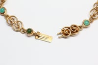 Image 5 of Art Deco 14k Gold, Chrysoprase Fancy Link Bracelet - Exquisite Quality and Design - Integrated Cl...