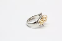 Image 6 of Retro 14k White Gold, Golden Pearl, and Diamond Cocktail Ring by BIRKS - Superb Quality
