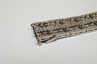 Image 9 of Art Deco 10k White Gold, Diamond, Sapphires Filigree Link Bracelet - A Beautiful Example of the S...