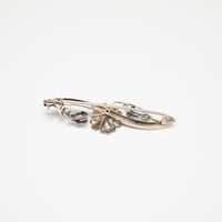 Image 3 of Antique 10k Rose and Yellow Gold Floral En Tremblant Brooch with Rose Cut Diamond Accent - Exquis...