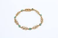 Image 6 of Art Deco 14k Gold, Chrysoprase Fancy Link Bracelet - Exquisite Quality and Design - Integrated Cl...
