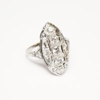 Image 3 of Edwardian Style 18k White Gold, Diamond Filigree Ring - ~.70ct Total Weight in Diamonds - Mid Cen...
