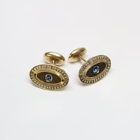 Image 2 of Art Deco 14k Green Gold, Sapphire Cuff Links