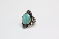 Image 7 of Antique Sterling Silver and Turquoise Ring - Lovely Art Nouveau Design Elements - Hand Fabricated