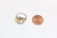Image 9 of Retro 14k White Gold, Golden Pearl, and Diamond Cocktail Ring by BIRKS - Superb Quality