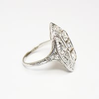 Image 4 of Edwardian Style 18k White Gold, Diamond Filigree Ring - ~.70ct Total Weight in Diamonds - Mid Cen...