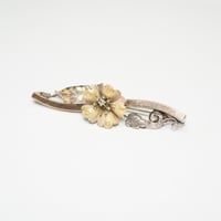Image 6 of Antique 10k Rose and Yellow Gold Floral En Tremblant Brooch with Rose Cut Diamond Accent - Exquis...