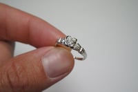 Image 8 of Antique, Dainty Platinum and Diamond Solitaire Ring - .25 Carat Center Diamond - Timeless, Classi...