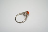 Image 8 of Art Deco 14k White Gold, Orange Moonstone Filigree Ring - Excellent Condition with Original Box