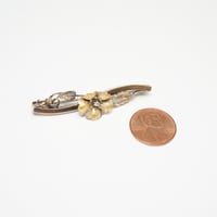 Image 7 of Antique 10k Rose and Yellow Gold Floral En Tremblant Brooch with Rose Cut Diamond Accent - Exquis...