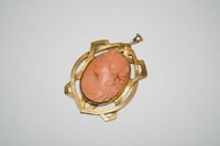 Image 4 of Art Nouveau 14k Gold, Carved Red Coral Cameo Brooch - Outstanding Carving and Superb Bezel - Depl...