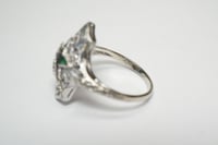 Image 4 of Art Deco 18k White Gold, Eastern Star Filigree Ring - ~.08ct Old European Cut Center Diamond - Ex...