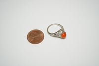 Image 10 of Art Deco 14k White Gold, Orange Moonstone Filigree Ring - Excellent Condition with Original Box