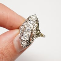 Image 8 of Edwardian Style 18k White Gold, Diamond Filigree Ring - ~.70ct Total Weight in Diamonds - Mid Cen...