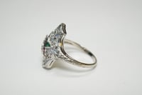 Image 5 of Art Deco 18k White Gold, Eastern Star Filigree Ring - ~.08ct Old European Cut Center Diamond - Ex...