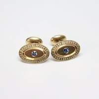 Image 7 of Art Deco 14k Green Gold, Sapphire Cuff Links