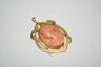 Image 5 of Art Nouveau 14k Gold, Carved Red Coral Cameo Brooch - Outstanding Carving and Superb Bezel - Depl...