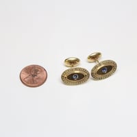 Image 8 of Art Deco 14k Green Gold, Sapphire Cuff Links