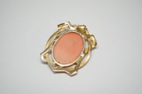 Image 7 of Art Nouveau 14k Gold, Carved Red Coral Cameo Brooch - Outstanding Carving and Superb Bezel - Depl...