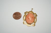 Image 8 of Art Nouveau 14k Gold, Carved Red Coral Cameo Brooch - Outstanding Carving and Superb Bezel - Depl...